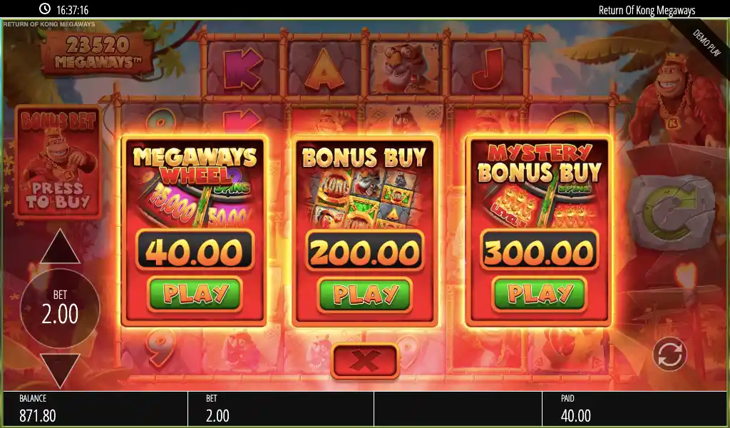 Bonus Buy Feature menu